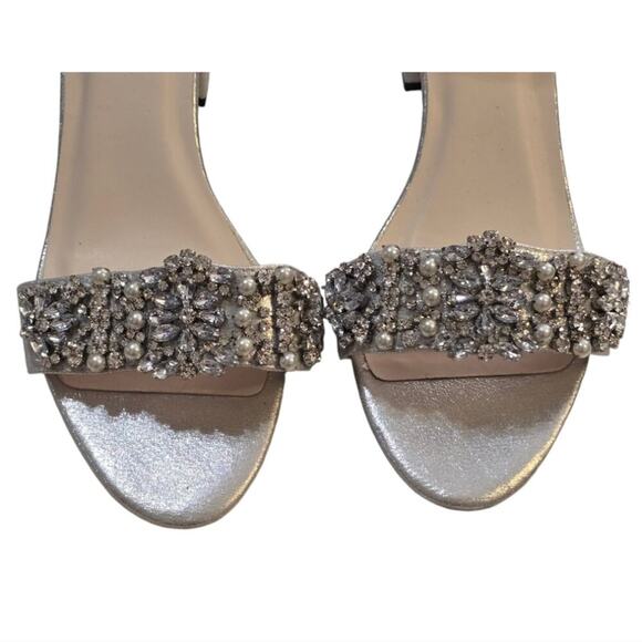 Benjamin Walk Touch Ups Devon Champagne‎ Rhinestone Sliver Heels Size 7.5 - Picture 11 of 16